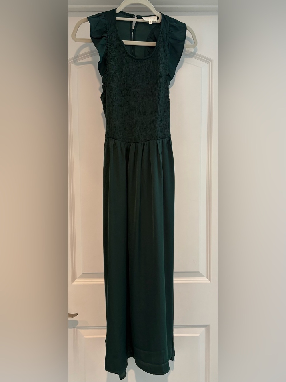 MELLODAY Dark Green Maxi Dress with Ruffle Sleeves